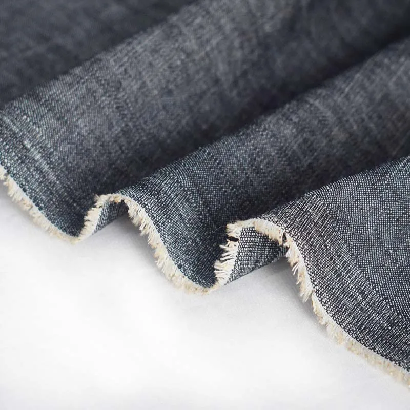 Stock Low Price 190GSM Plain Light Denim Fabric Per Meter and Cue Piece For Shirt Sewing Clothing Sofa Fabric