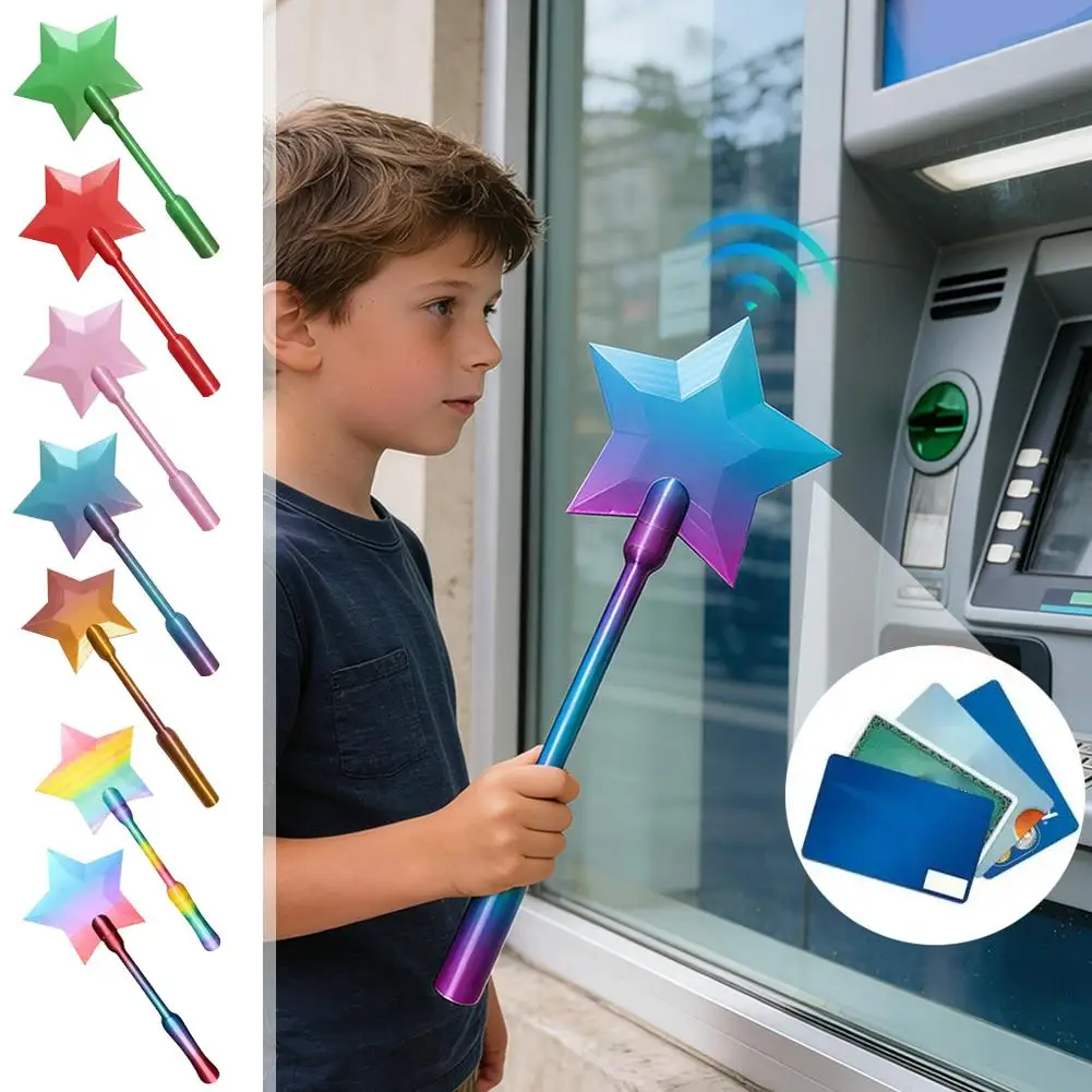 애니메이션에서 영감을 받은 스타 완드 탭 투 페이 카드 홀더 3D 프린팅 휴대용 신용 카드 슬리브 마법 결제 완드 장식 장난감
