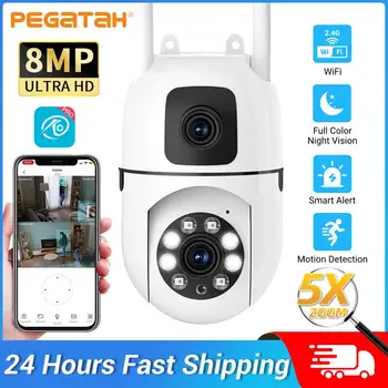 4K 8MP HD Smart Night Vision Wifi Camera PTZ Outdoor Dual Screen Human Detection Dual Lenes IP Security Protection Cam O-Kam pro 1