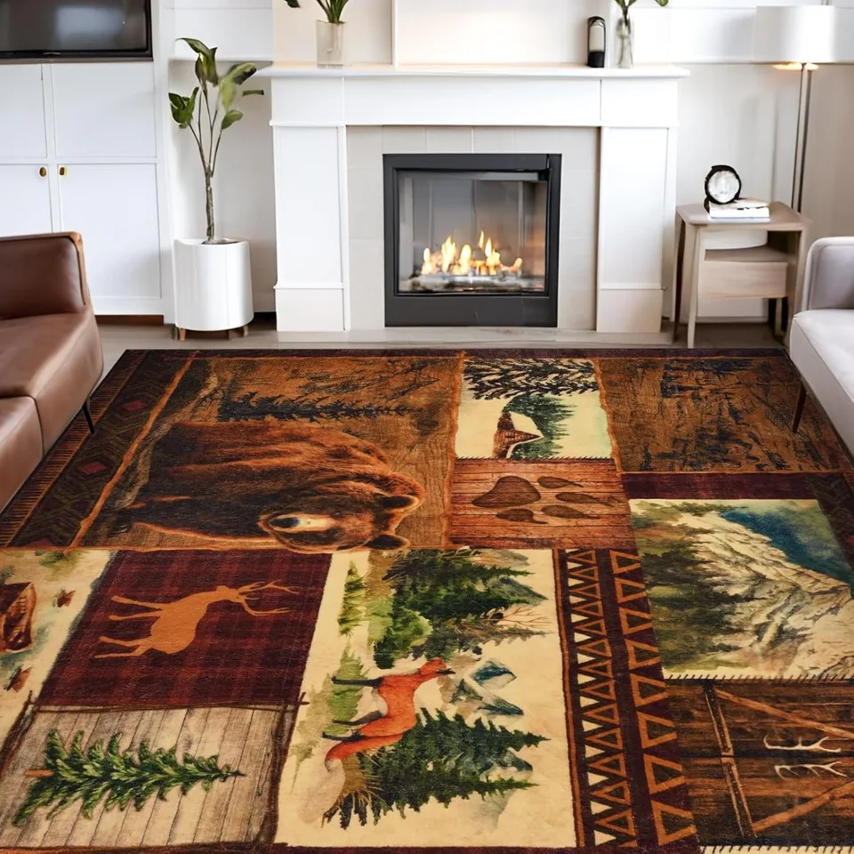 Rustic Buffalo Plaid Area Rug for Home Decor