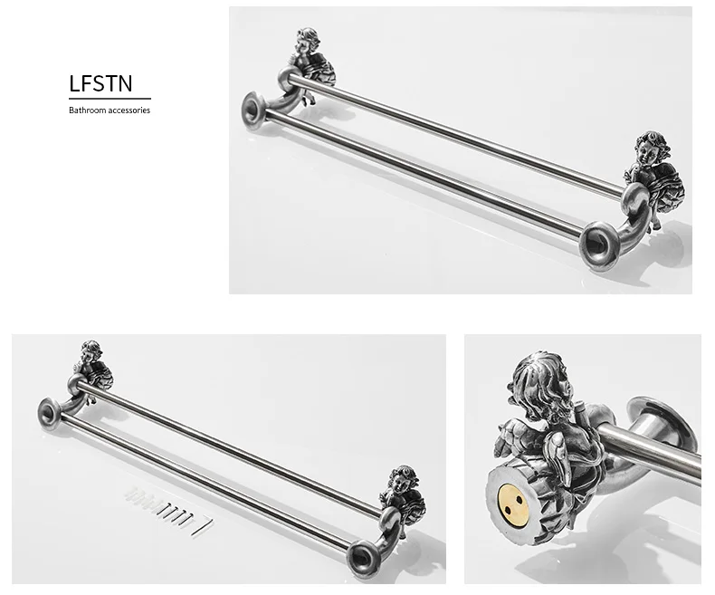 Description Picture 5 of itemSilver Bathroom Hardware Accessories Set, Towel Ring and Robe Hook,Toilet Paper Holder Towel Bar Toliet Brush Holder MB-0782T