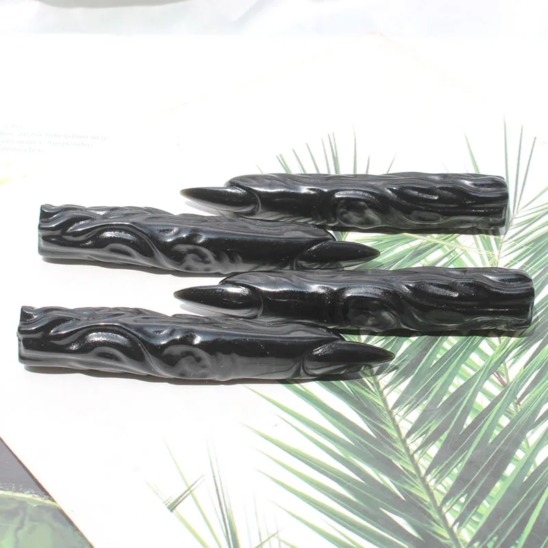 Hot selling natural crystal obsidian witch finger decoration handmade carved ornaments 3