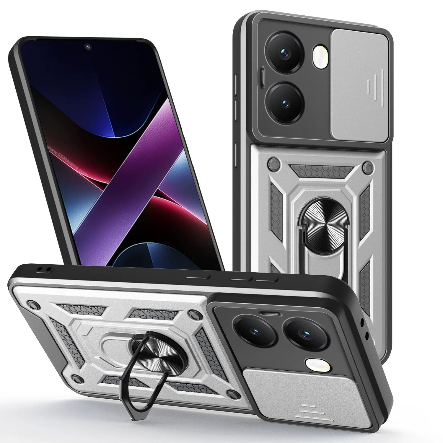Shockproof Protective Armor Phone Case with Slide Camera Protector
