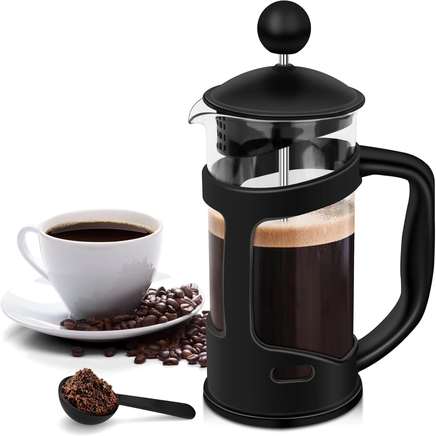 Mini French Press 1 Cup Stainless Steel Filter 12oz-Maximum Flavor Brewer for Coffee Lover Gifts Morning Coffee 350ml