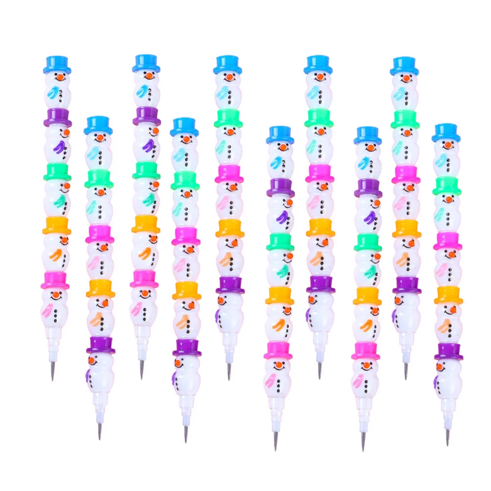 Christmas Snowman Stackable Pencils Snowman Stacking Pencils Colorful Writing Pencils Xmas Party Office Home