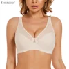 Sheroine Plus Size Ultra-thin Women's V-neck Full Coverage Lace Mesh Non Padded Underwire Minimizer Bra