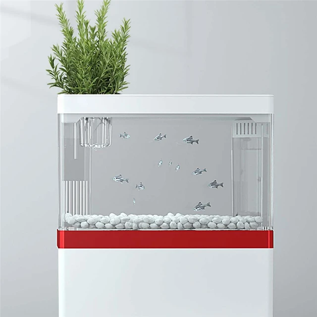 Desktop Aquarium with Filter System / Led Light Tabletop Ecological Goldfish Tank with Charging and Carrying Mobile Phone Holder 6