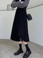 2026 Autumn Winter Plus Size High-Waisted Black Bodycon Skirt Medium-Length Irregular Pleated Umbrella Skirt for Big Size Women - Image 3