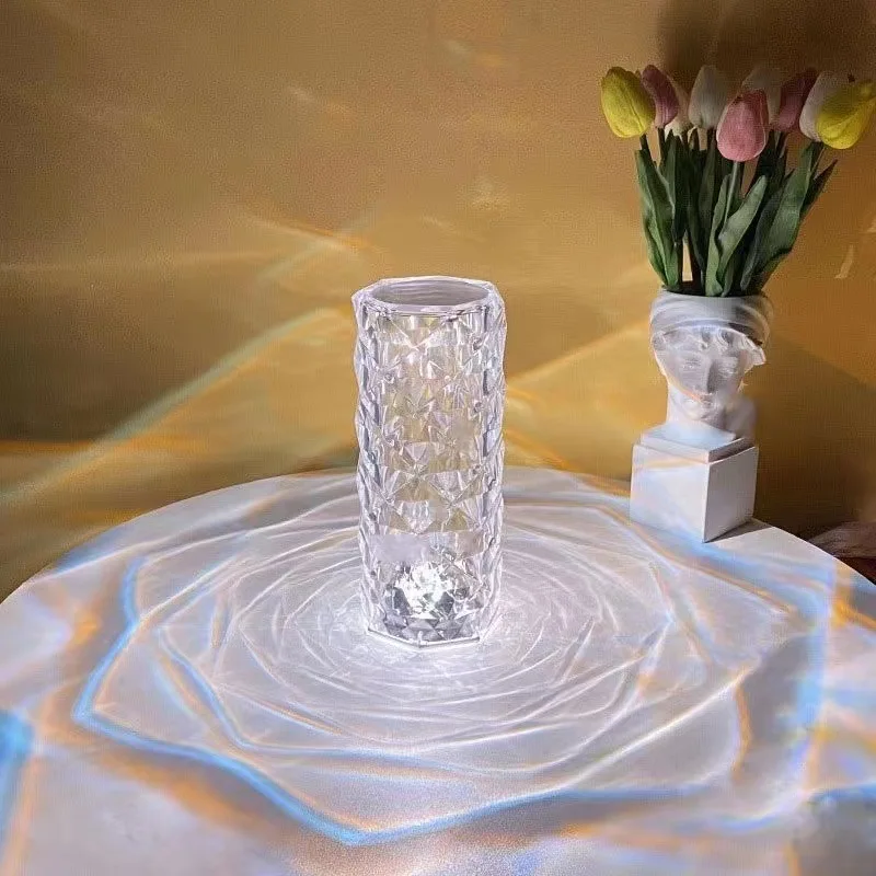 LED Night Light USB Charging 16 Colors Crystal Rose Table Lamp