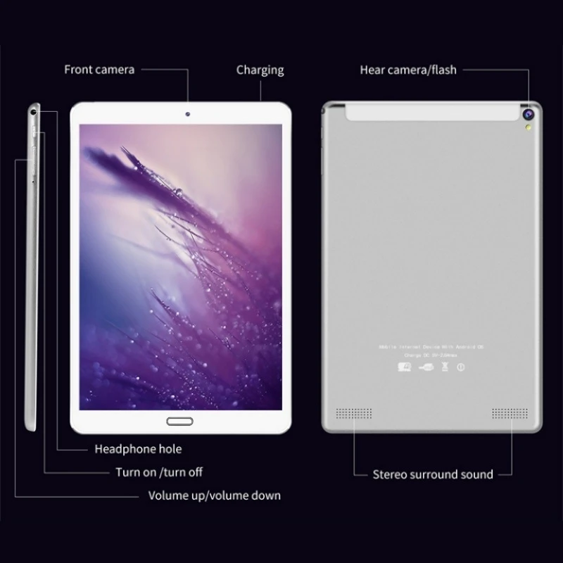10.1''ZL80 Android 7.0 Tablet PC 4G Phone Call RAM 4GB ROM 64GB MT6580 Quad Core Dual Camera 1280 x 800 IPS Screen 2*SIM Card 2