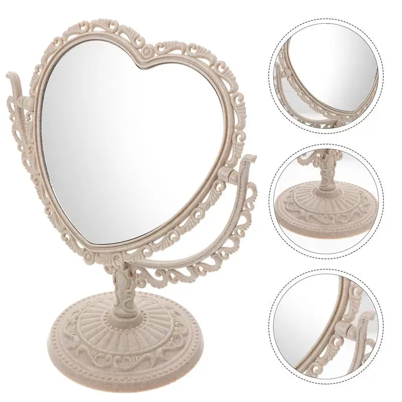 Mirror Vintage Heart Decor Room Makeup Table Vanity Coquette Standing Plastic