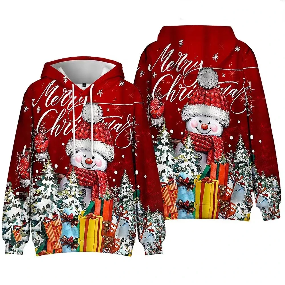 Santa Claus Print Hoodie for Men Fashion Cartoon Elk Pattern Sweatshirt 2023 Christmas New Year Party Tops OversizedClothes