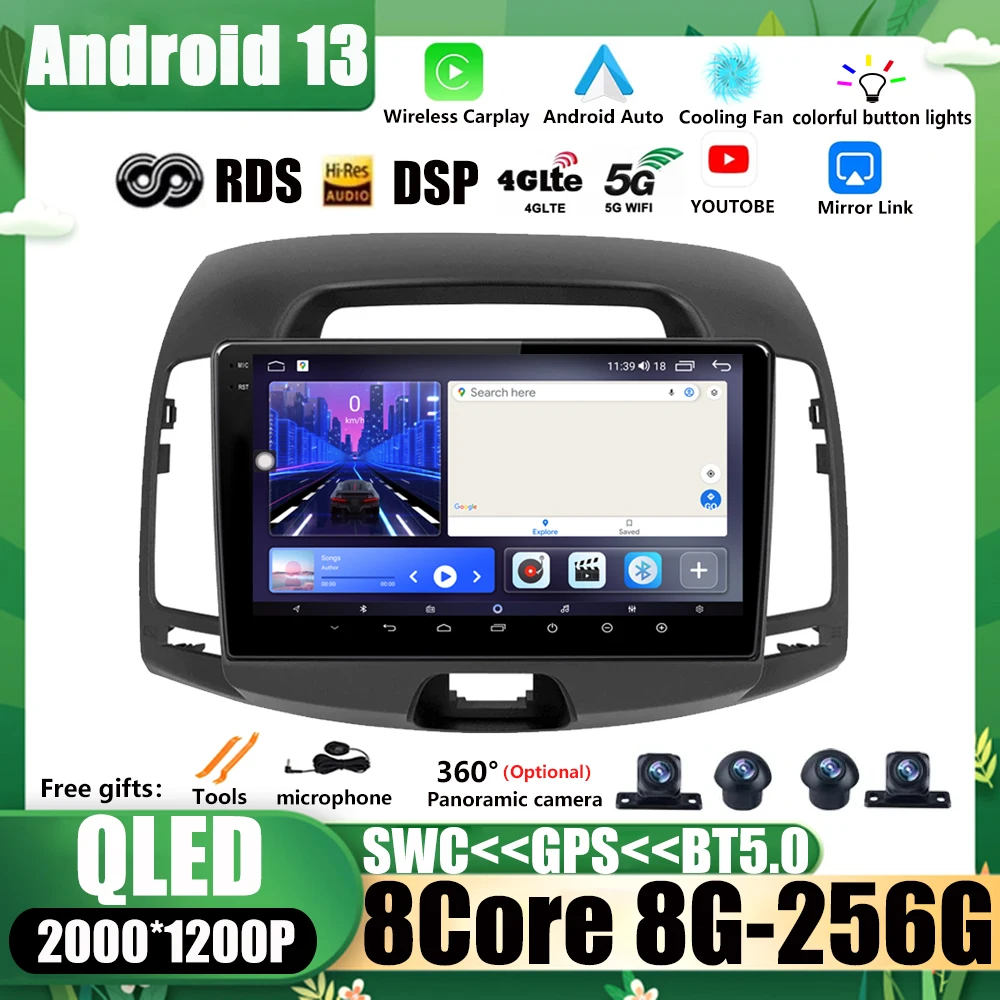 

Android 13 Auto Radio For Hyundai Elantra 4 HD 2006 - 2012 Car Multimedia Player GPS Navigation Screen GPS WIFI Wireless Carplay