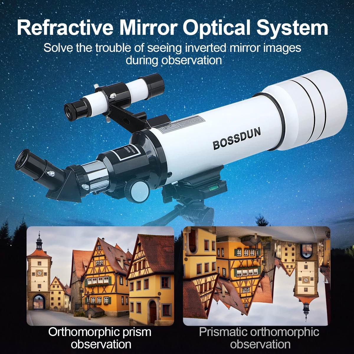 BOSSDUN 40070 Telescope w/Phone Adapter & Sturdy Tripod - 70mm Aperture for Stargazing, Birding, Beginners, Portable Scope 3