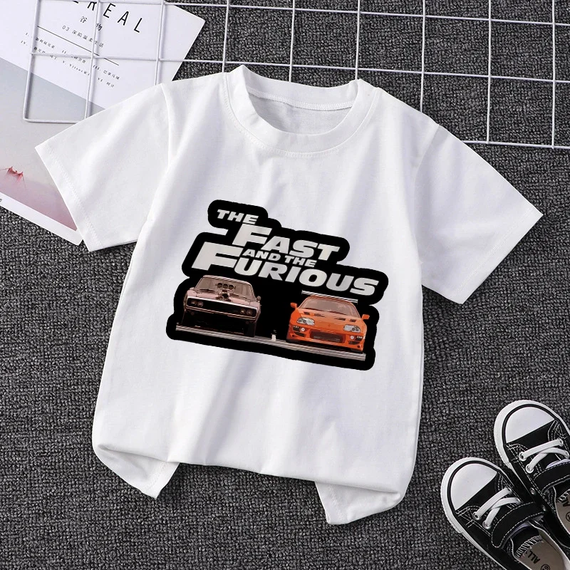 

Fast and Furious Children T-shirt Kawaii Racing Print T Shirts Cartoon Casual Clothes Anime Kid Girl Boy Fashion Tops Streetwear