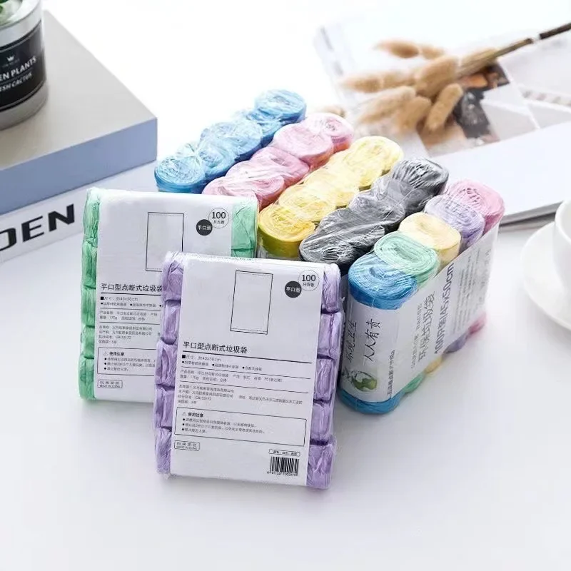 Trash Bags 5 Rolls 1 pack 100Pcs Household Disposable Large capacity Kitchen Storage Cleaning Waste Plastic