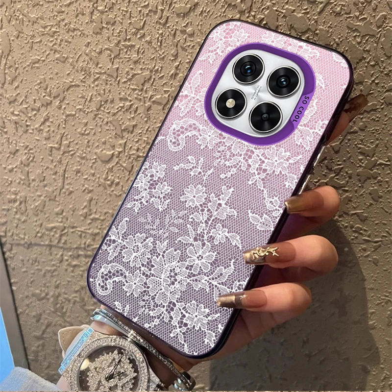 Vintage White Floral Lace Frosted Acrylic Phone Case Cover