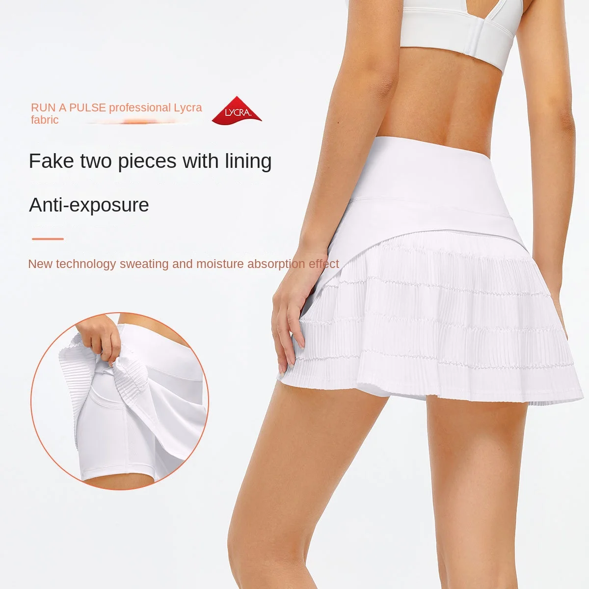 Mermaid Curve Summer Tennis Skirt Sports Pleated Short Skirt Women Short Badminton Golf Yoga Running Fake Two Piece Skirts