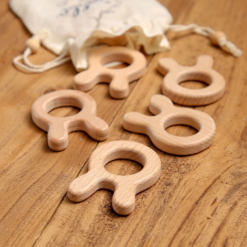 5pcs 도매 나무 Teether 설치류 젖꼭지 펜던트 나무 장난감 DIY  목걸이 선물 BPA 무료 너도밤 나무 고슴도치 새를 만들어 보자