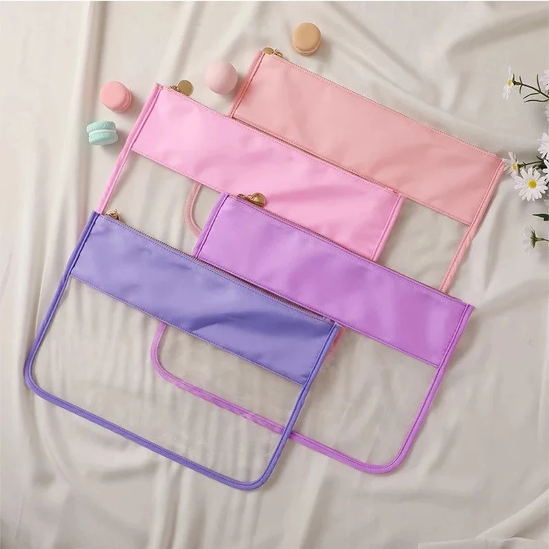Clear Zipper Pouch Nylon PVC Travel Comestic Bag Multifunction Toiletry Bag Portable Beach Bags For Bridesmaid Gift