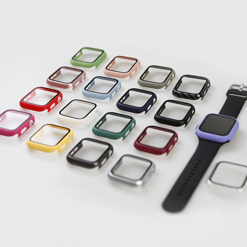 Glass+Cover For Apple Watch Case 45mm 41mm 44mm 40mm 42mm 38mm iWatch Accessorie Screen Protector Apple Watch Serie 3 4 5 6 SE 7