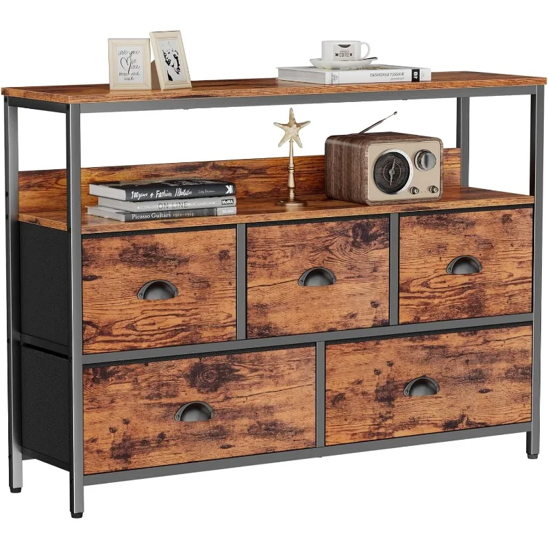 

Furologee Console Table, Dresser TV Stand for Bedroom, Tall Entertainment Center with Shelves, Sofa Table