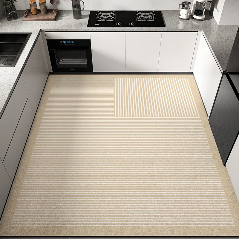 Light Luxury Kitchen Floor Mat Scrubbable Oil-proof Dirt-proof PVC Waterproof Carpet Easy To Clean Balcony Rug Ковер Tapis 러그