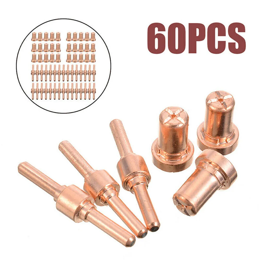 

PT-31 Plasma Cutter Consumables Electrodes Cutting Consumables Electrodes 12mm 60pcs Copper Electrode Nozzle PT-31