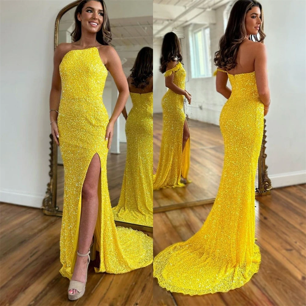 

Jiayigong sparkle Strapless Sheath Celebrity Sequin Draped Satin Occasion Evening Gown vestidos prom 2023 فساتين للحفلات ا