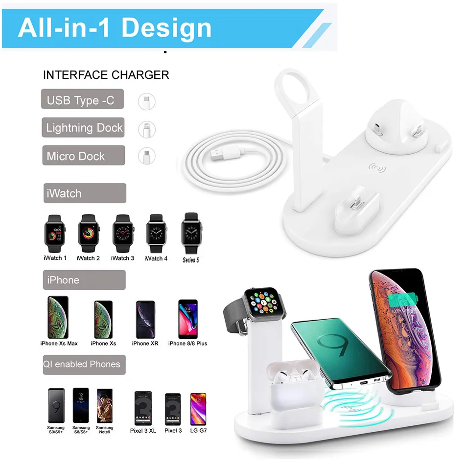 Wireless Charger 30W 7 in 1 For iPhone 14 13 12 Pro Max Apple Watch Airpods Pro iWatch 8 7 Fast Charging Dock Station