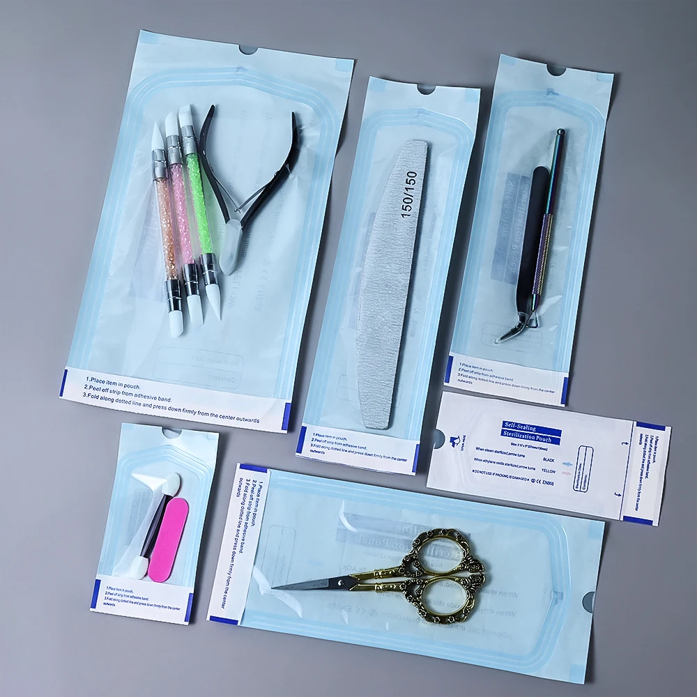 일회용 자체 밀봉 살균 파우치 가방, 네일 문신 매니큐어 액세서리 도구용 일회용 보관 가방, 20 개, 200 개