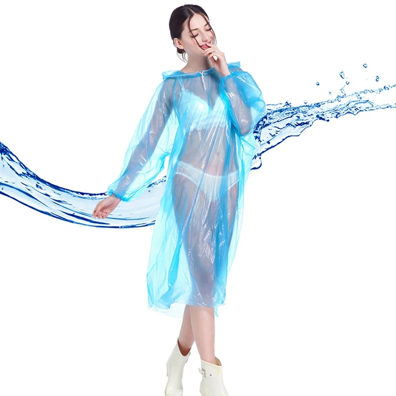Ponchos Family Pack,Rain Poncho For Adults Kids Disposable Or Reusable Ponch Rain Ponchos With Drawstring Hood 5 Pack