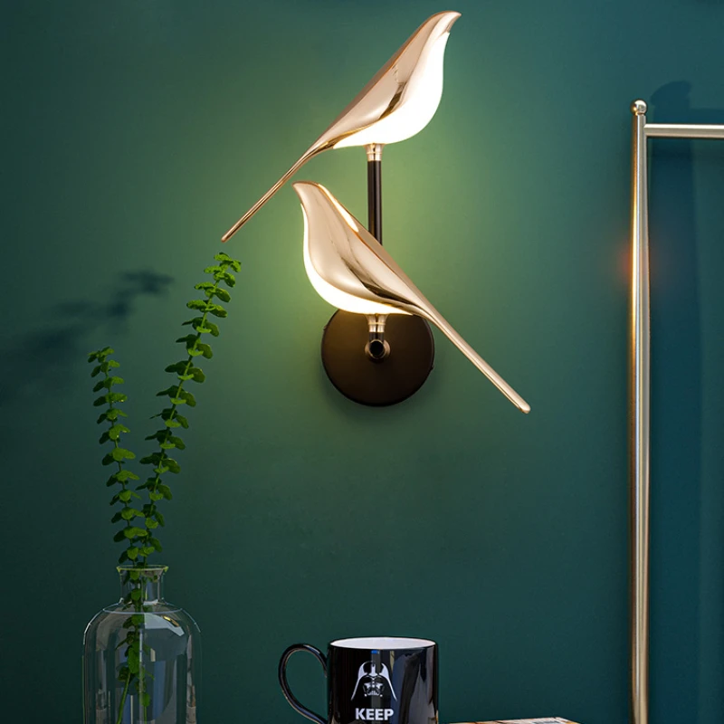 Creative LED Wall Lights Aluminum Alloy Magpie Bird Wall Sconces Home Indoor Bedside Lights Living Room Bedroom Decor Lamps