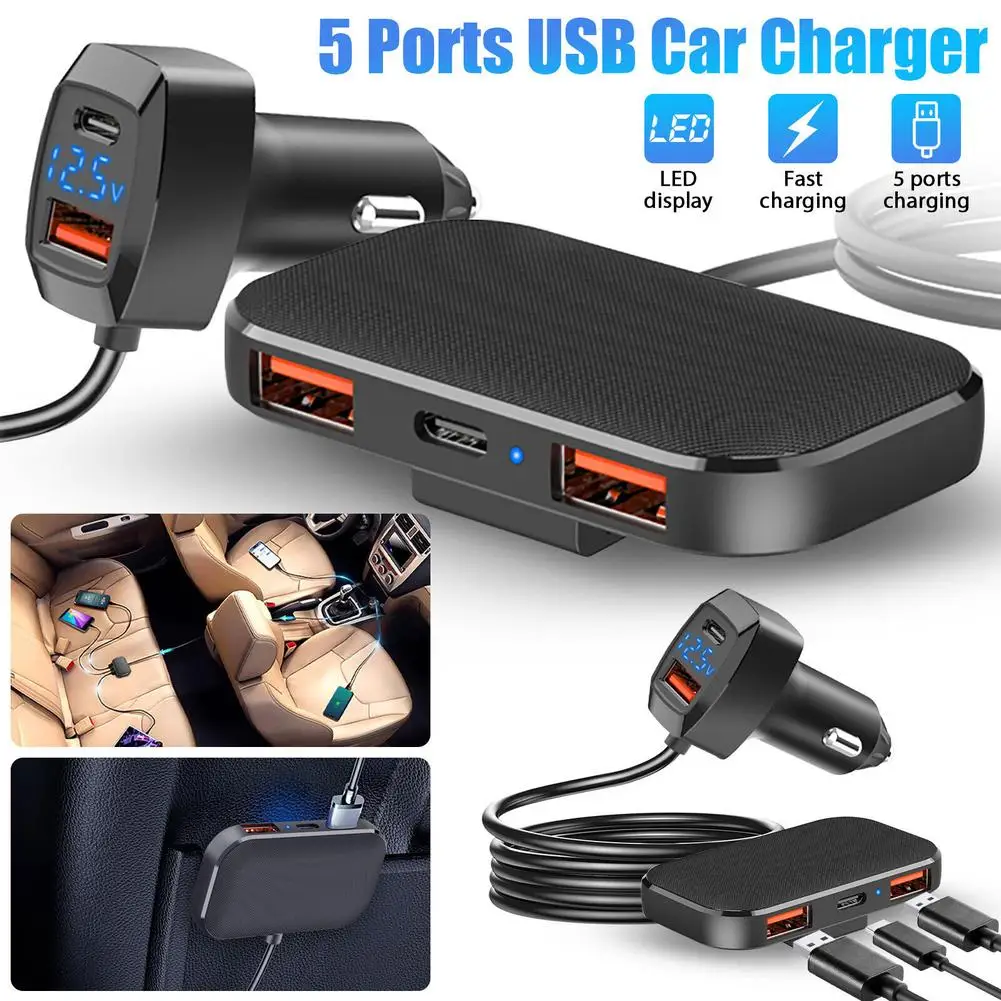 

Автомобильное зарядное устройство Usb Type-C, 31 Вт, 5 портов, многофункциональный адаптер для быстрой зарядки, совместим с Iphone, Android, сотовыми телефонами, Прямая поставка