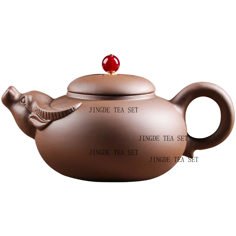 400ml/600ml Yixing Purple Clay Large Capacity Bull Qi Soaring Teapot Handmade Tea Maker Household Tea Set
