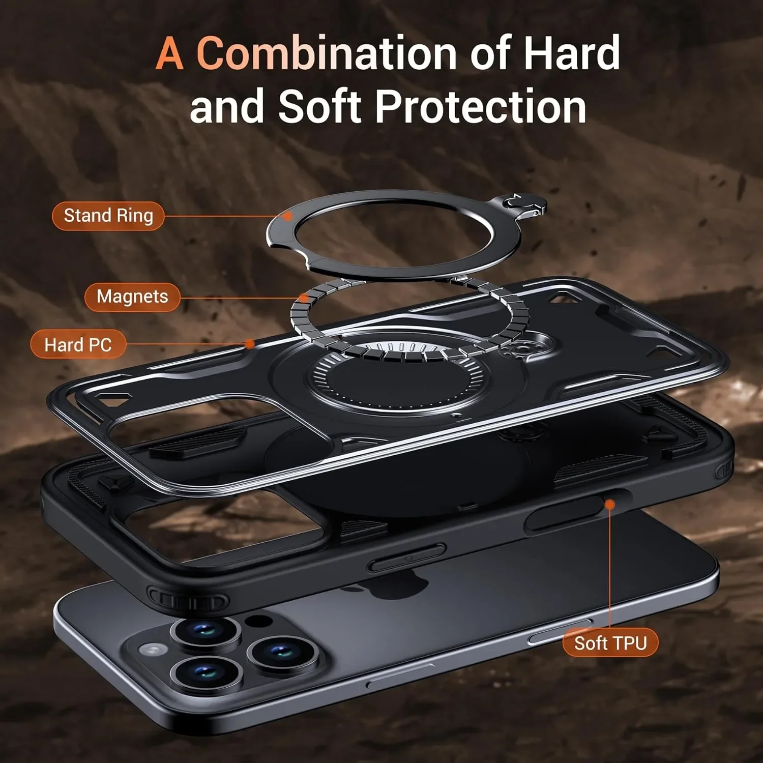 Magnetic Rotatable Stand Protection Case with Kickstand Cover and MagSafe Upgrade