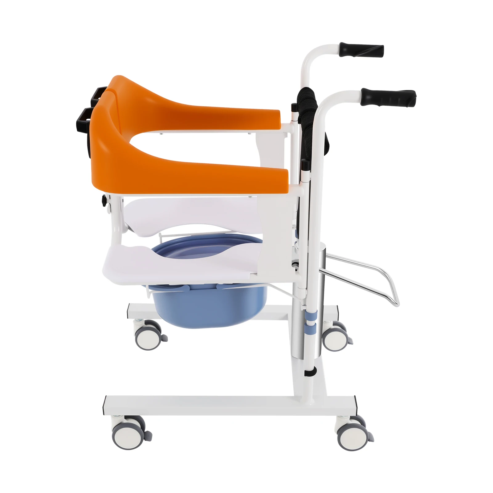 Hydraulischer Patientenlifter Rollstuhl mit Verstellbarer Rückenlehne Tisch TPE-Bremsräder 100 kg Tragkraft für Zuhause und Krankenhaus – Detail 13