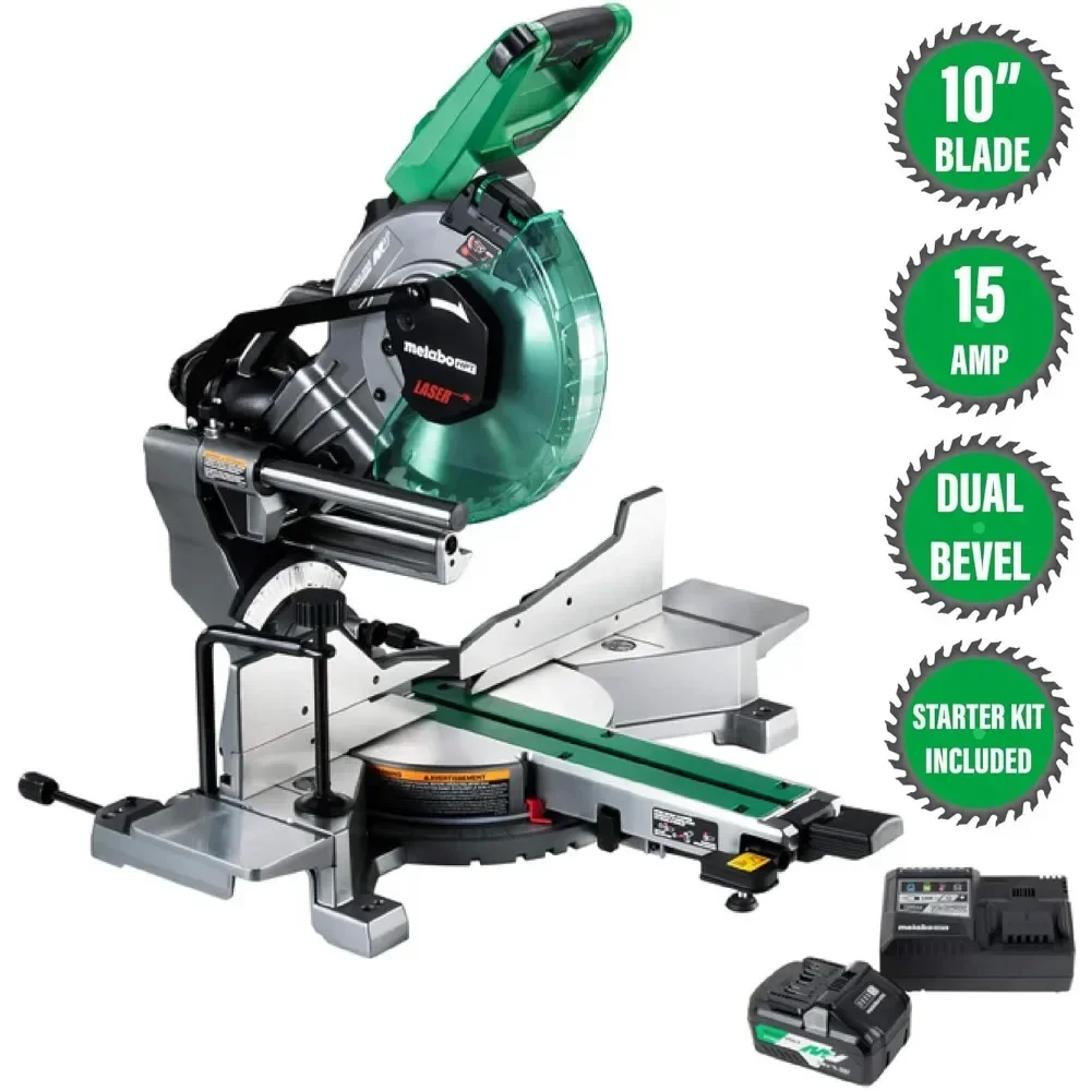 36V Sliding Miter Saw 10-Inch Blade Dual Bevel Includes Battery & Charger C3610DRAQA
