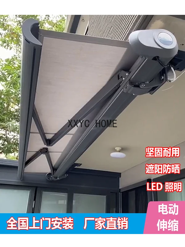 

Full Box Electric Sunshade Telescopic Aluminum Alloy Cloth Courtyard Balcony Outdoor Intelligent Folding Canopy