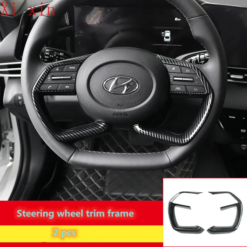 

For Hyundai Elantra 2021-2022 steering wheel decorative frame KEY STICKER interior protection modification