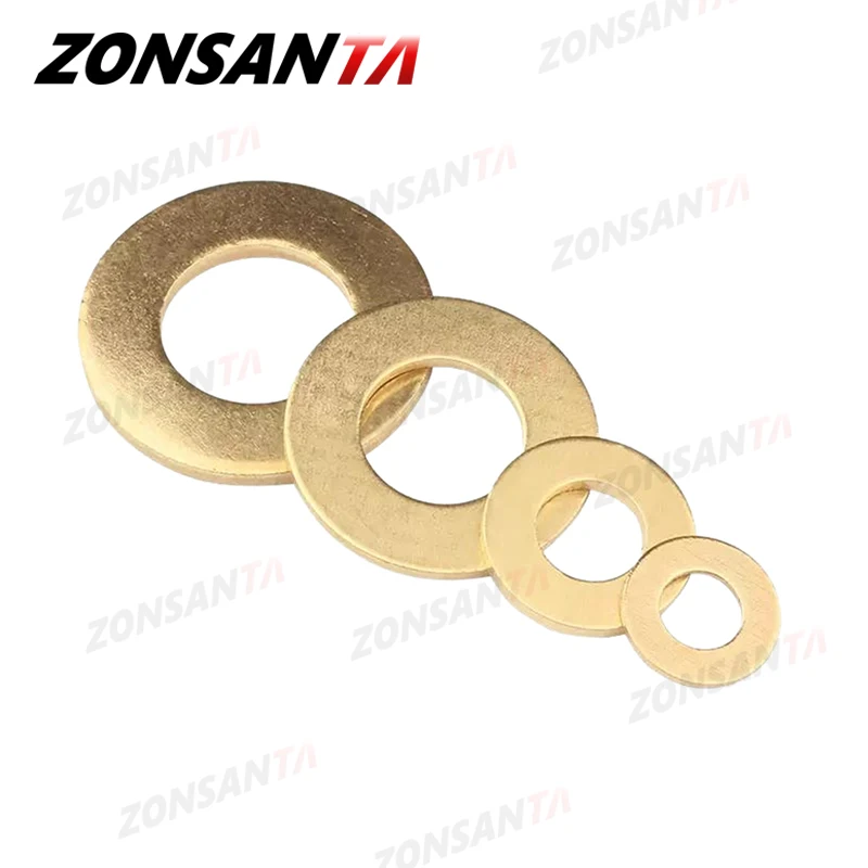 M2 M2.5 M3 M4 M5 M6 M8 M10 M12 M14 M16 M18 Solid Brass Copper Flat Washer Plain Brass Gasket Shim Pad Ring Spacer Circular Meson brass washer