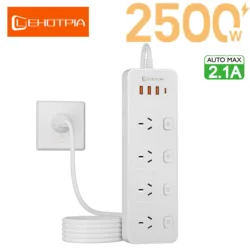 Australian 1.8m Power Strip with USB - C Charging Ports and Independent Switches - AU Plug (AU - C04 - 1.8W)