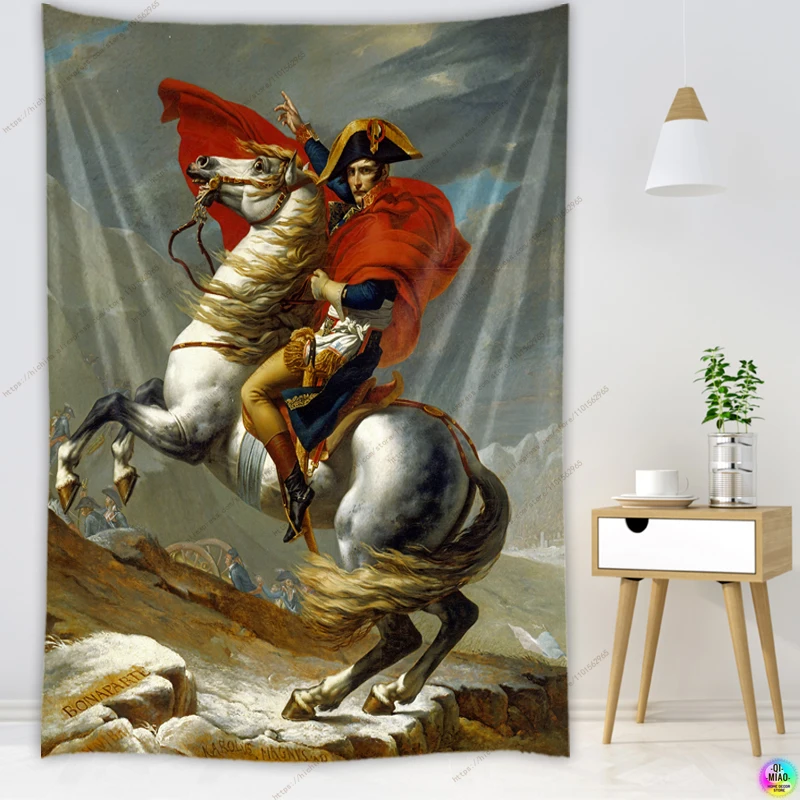 HD Napoleon oil painting Tapestry Bohemian Aesthetic Wall Hanging French famous painting Tapestries Bedroom Boho Home Decor tapestry decor