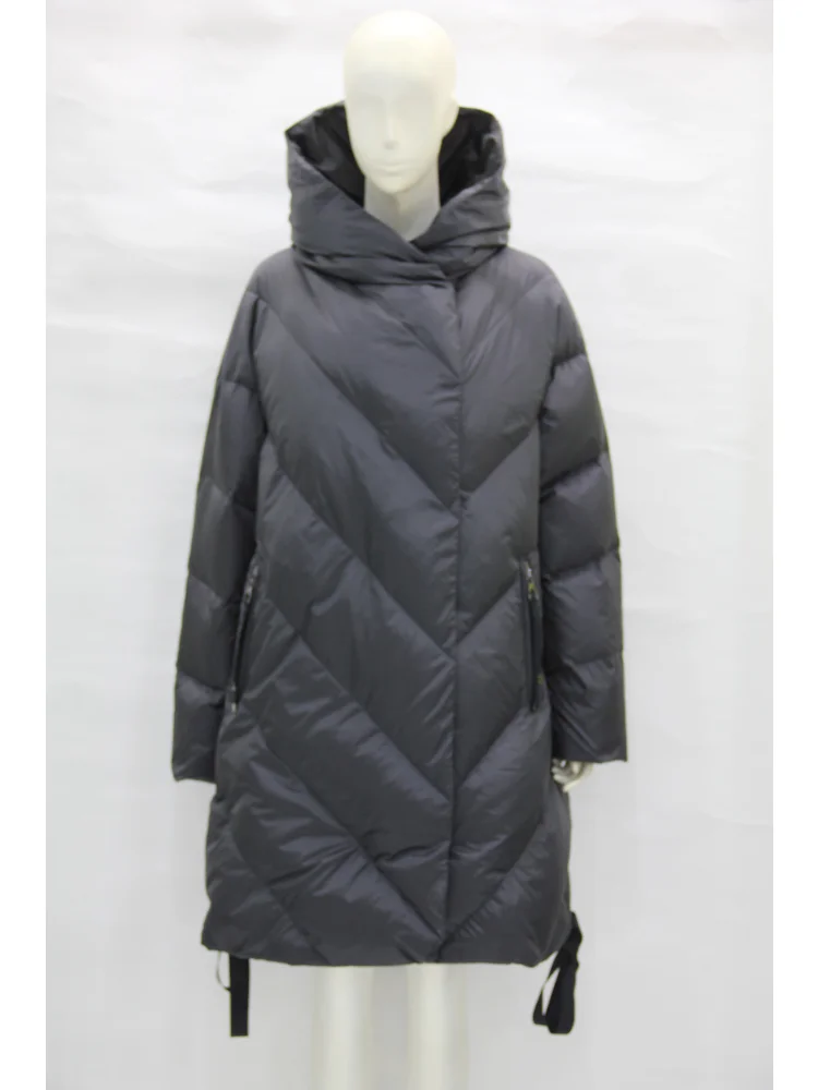 VERALBA Women's Mid-length Down Jacket With Hat Plus Size 2XL Stylish Warm Fit 2022 Latest Coat Puffer Clothing Winter Ladies