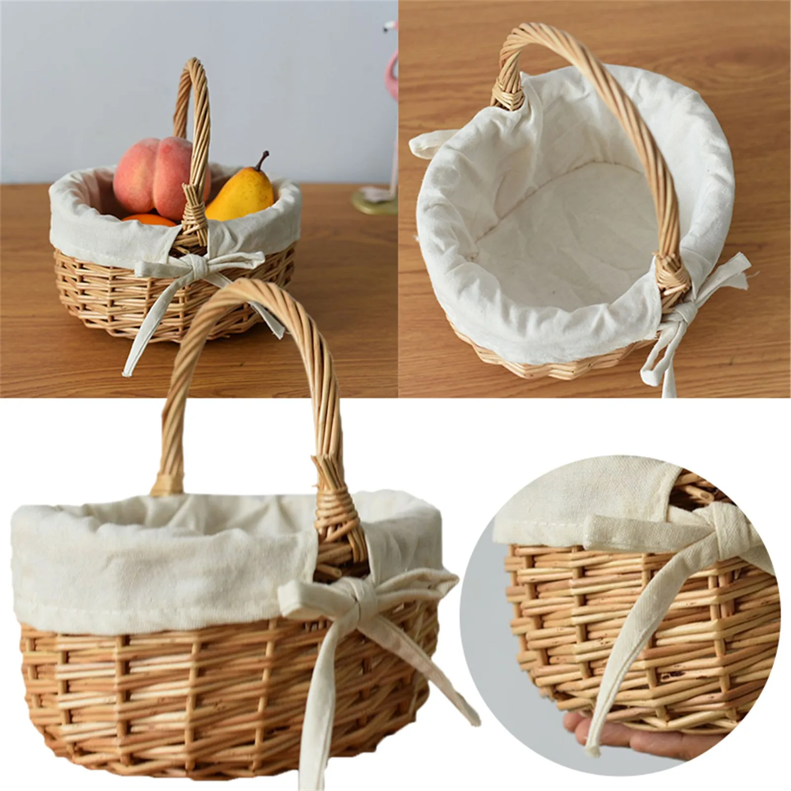 

Woven Flower Basket Rattan Storage Basket Flower Girl Hand Basket Handmade Flower Basket For Home Wedding Home Decoration 2024