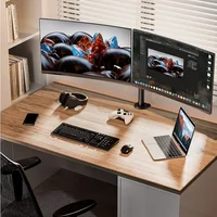 Dual Monitor Stand, Holds Screen up to 27inch, Universal Freestanding Monitor Stand Adjustable Height, Tilt, Swivel, Rotation - Image 5