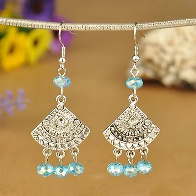 Kissitty 20 Pairs Mixed Color Tibetan Style Chandelier Earrings With Glass Beads Brass Earring Hooks For Women Jewelry Findings