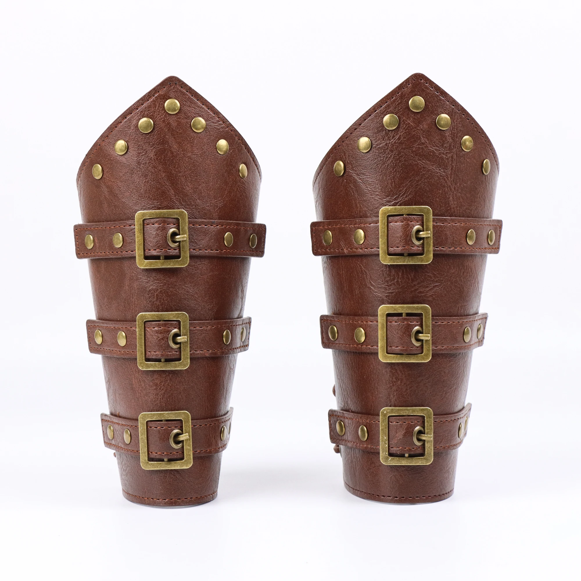 Viking Leather Gauntlet Arm Guard Bracer - Medieval Cosplay Wristband Armor