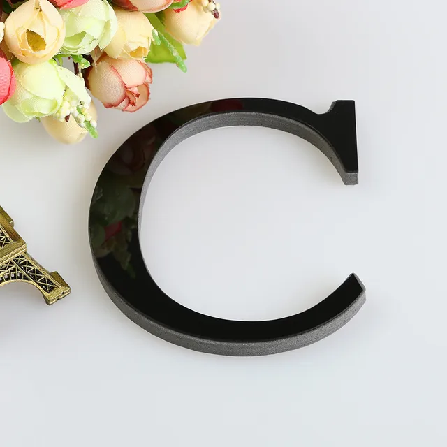 3D Acrylic Wall Ornaments Black Alphabet 58