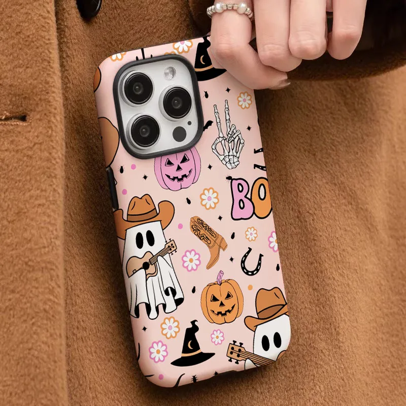 Cute Pink Halloween 2-in-1 Film Shell Phone Case